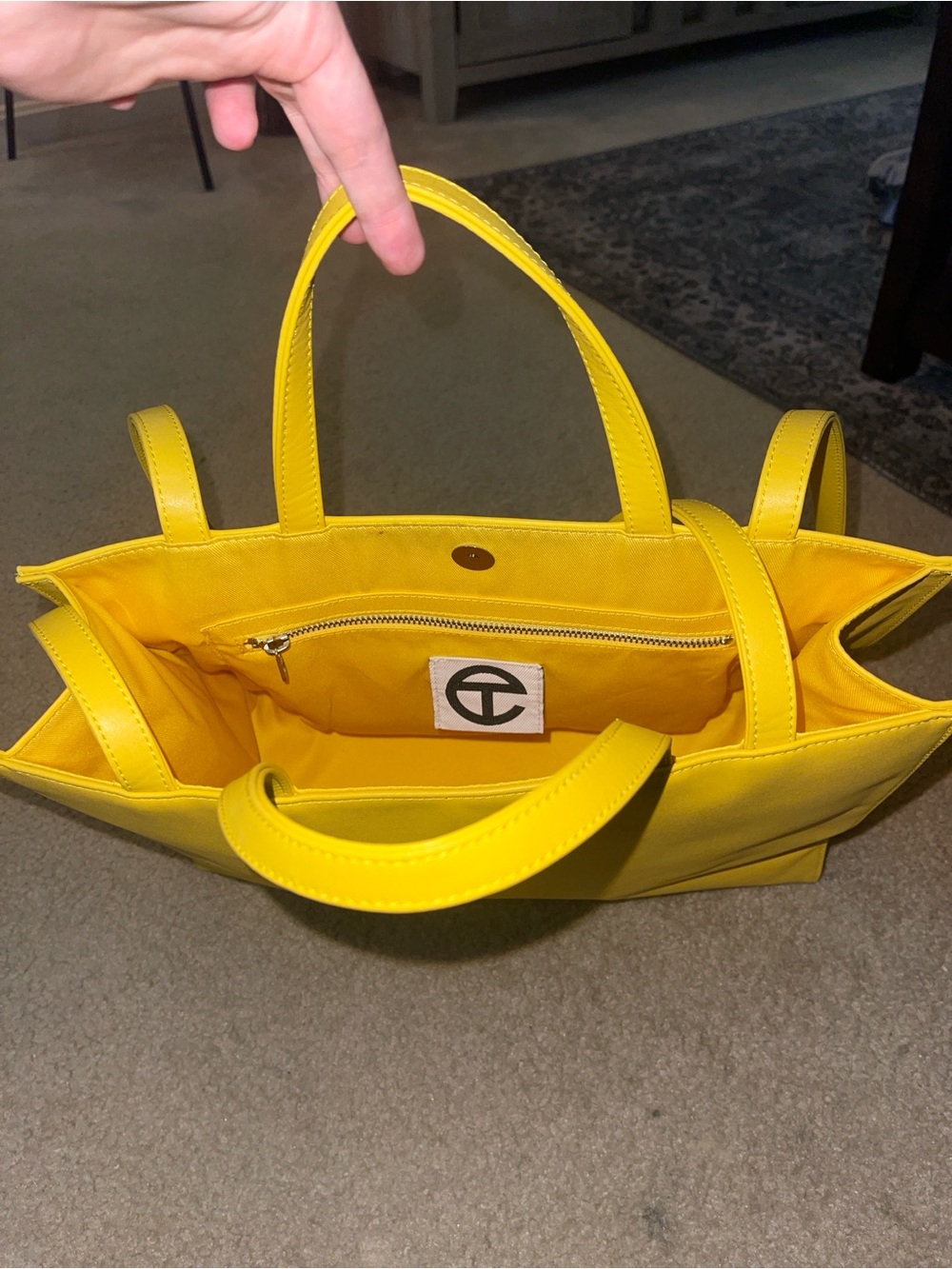 Telfar Bright Yellow Tote with Embossed Logo - Picture 4 of 8